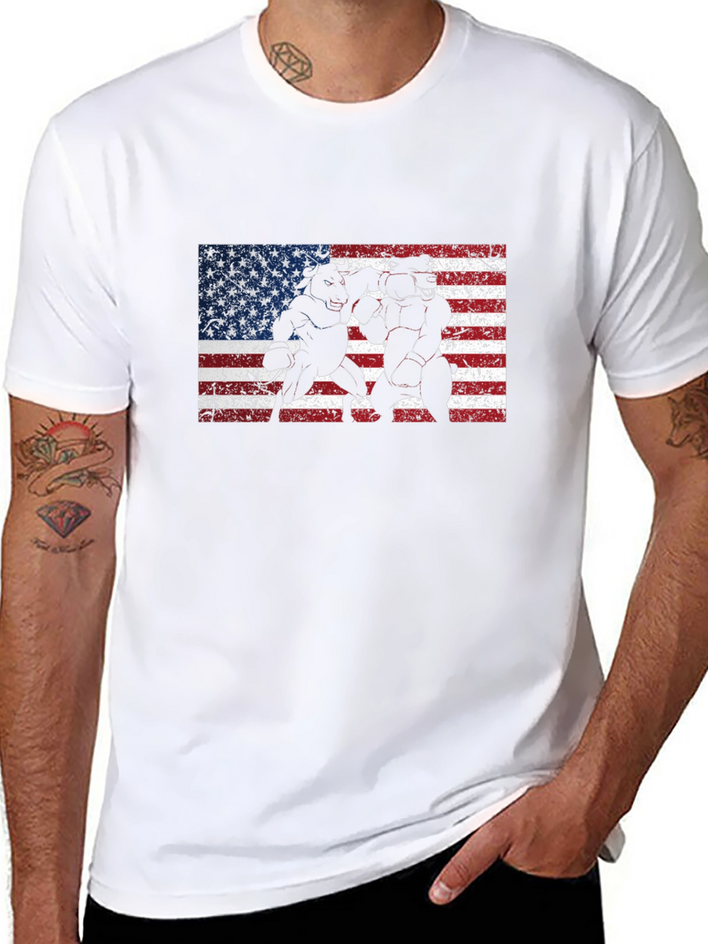 Bull vs Bear American Flag T-Shirt