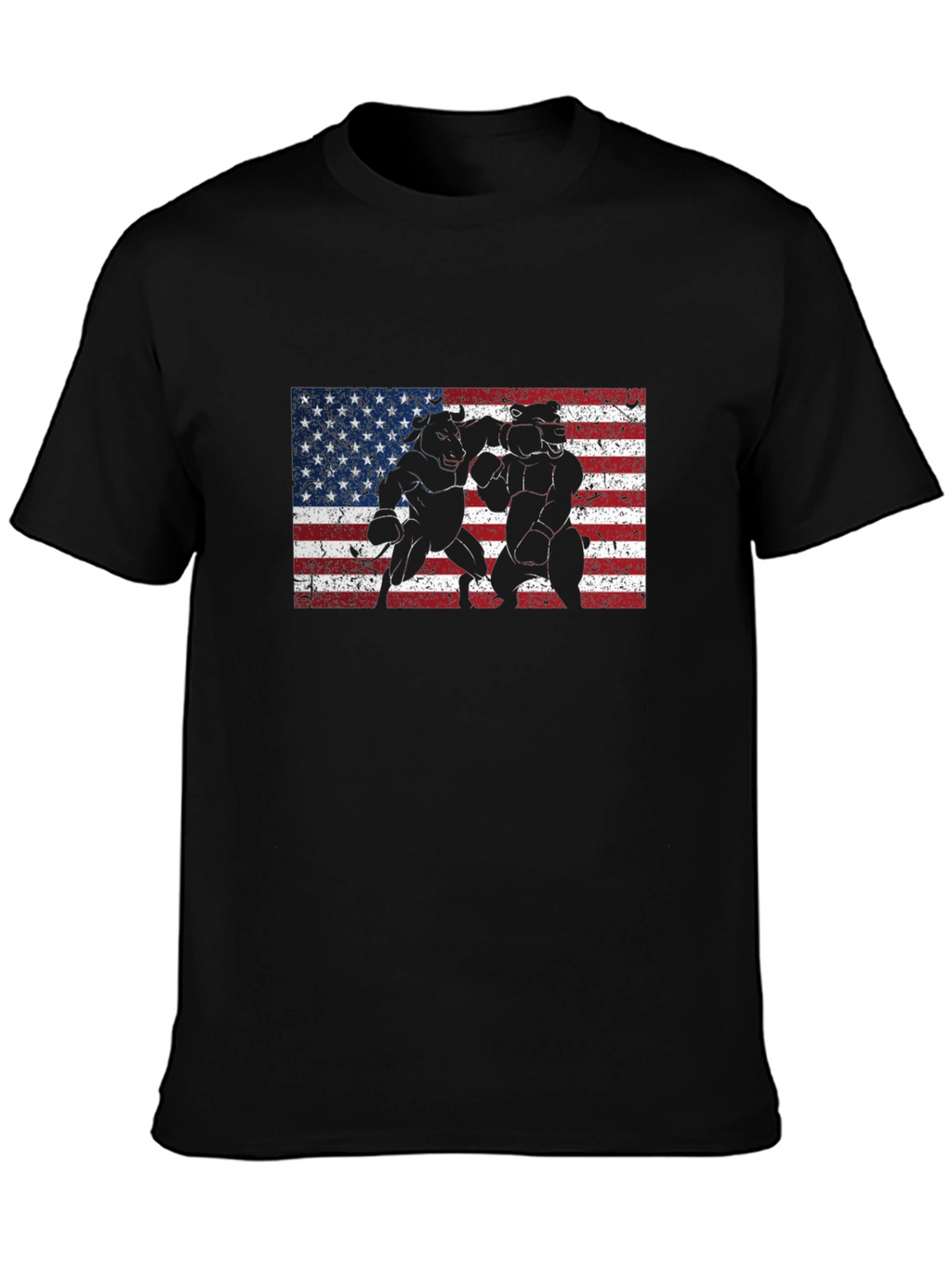 Bull vs Bear American Flag T-Shirt