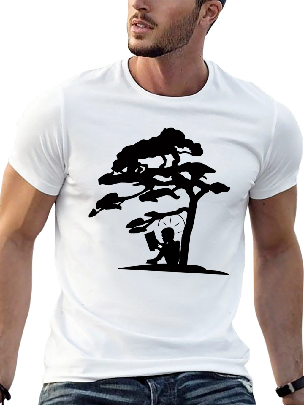 Silhouette Reading Tree Graphic Tee