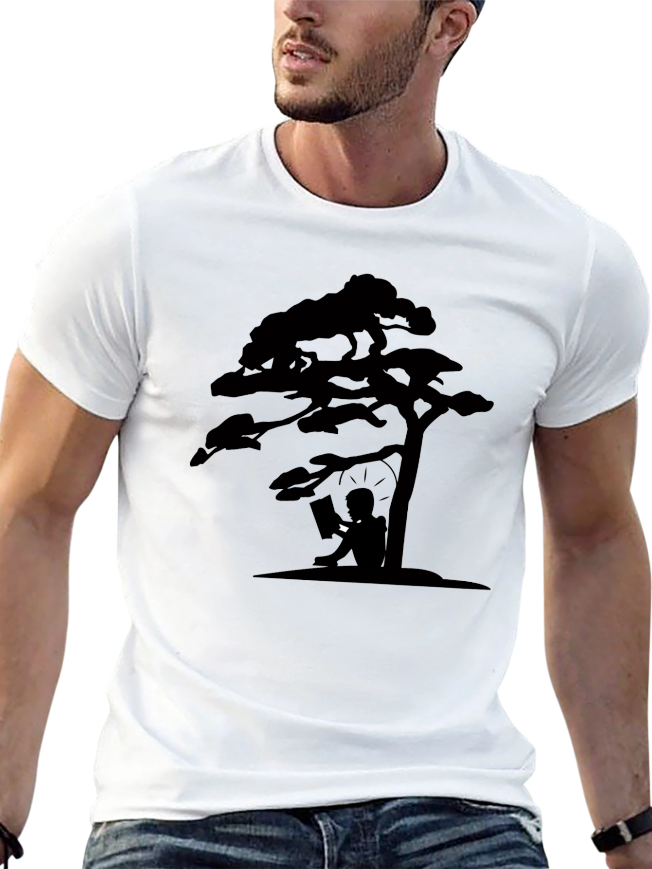 Silhouette Reading Tree Graphic Tee
