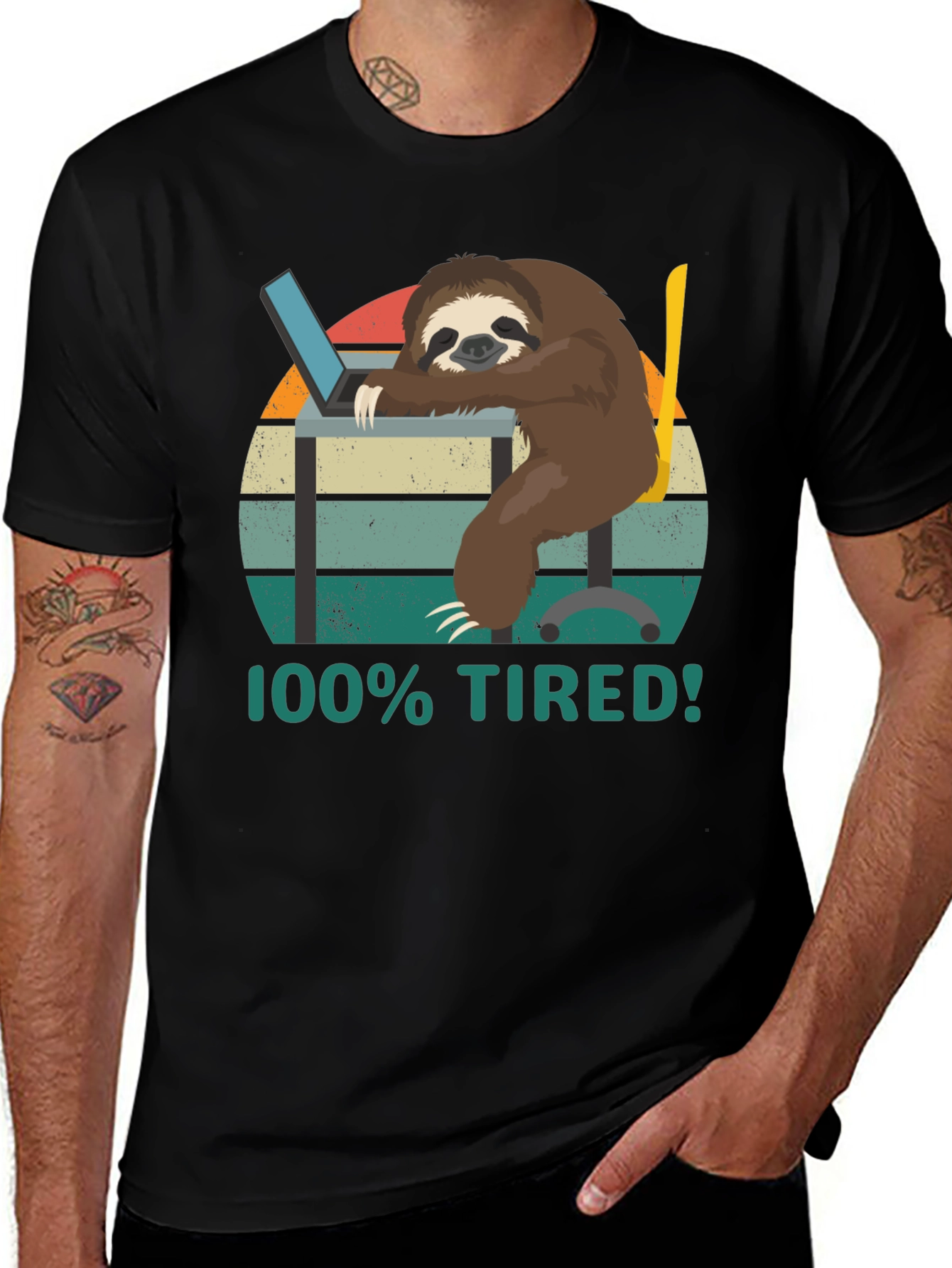 100% Tired Sloth T-Shirt - Funny & Relatable!