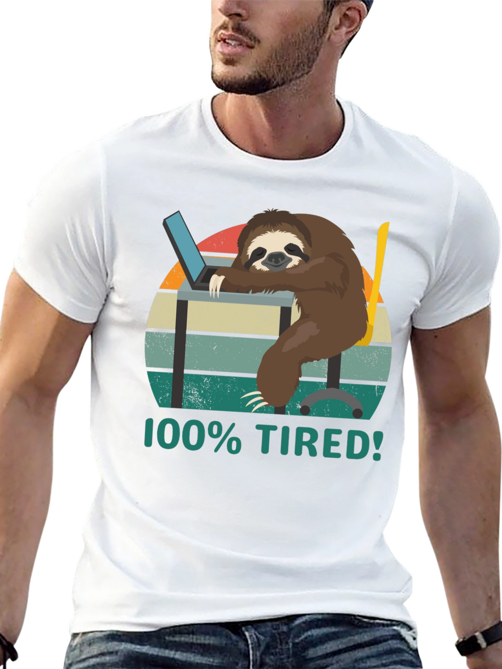 100% Tired Sloth T-Shirt - Funny & Relatable!