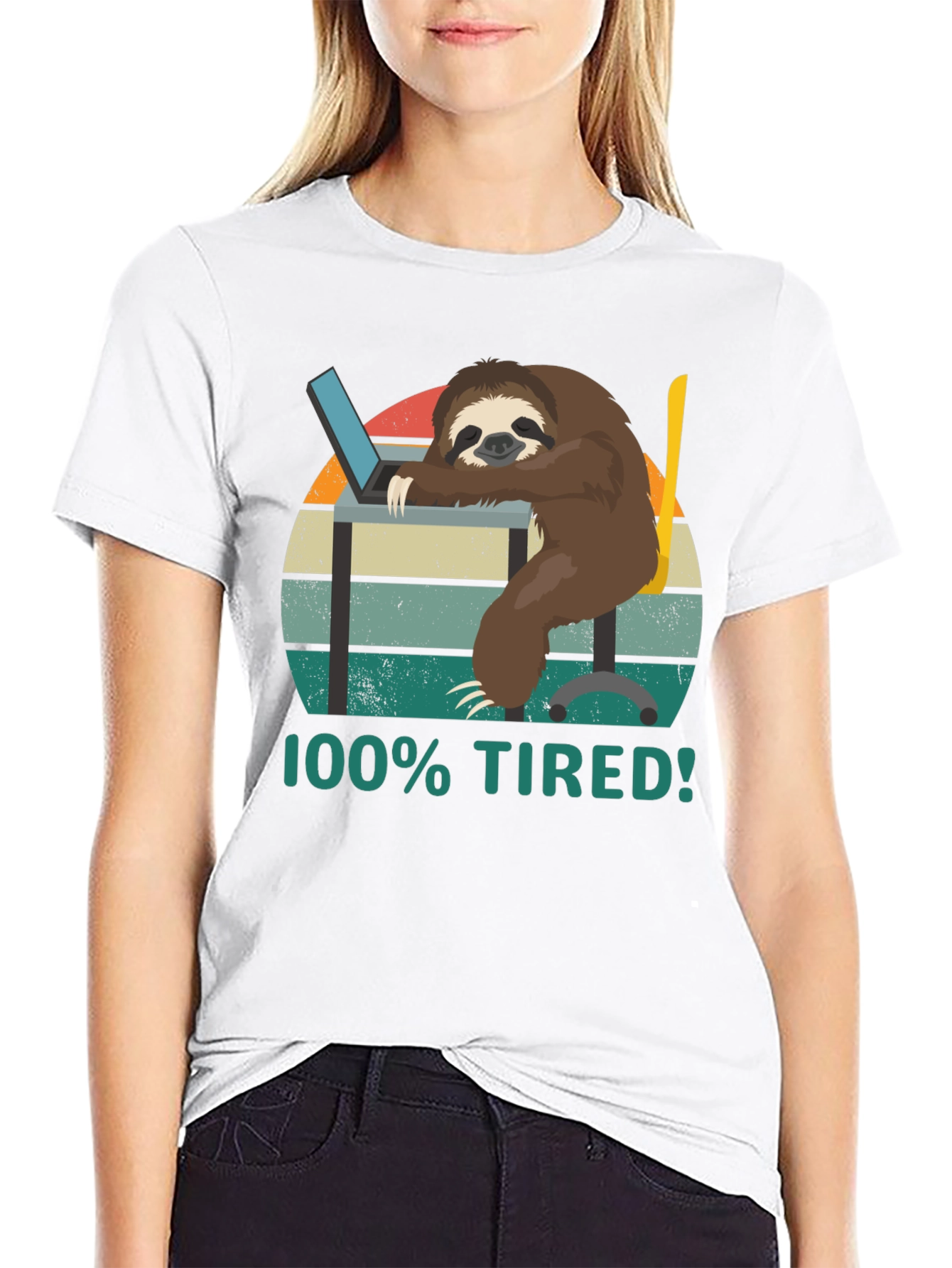 100% Tired Sloth T-Shirt - Funny & Relatable!