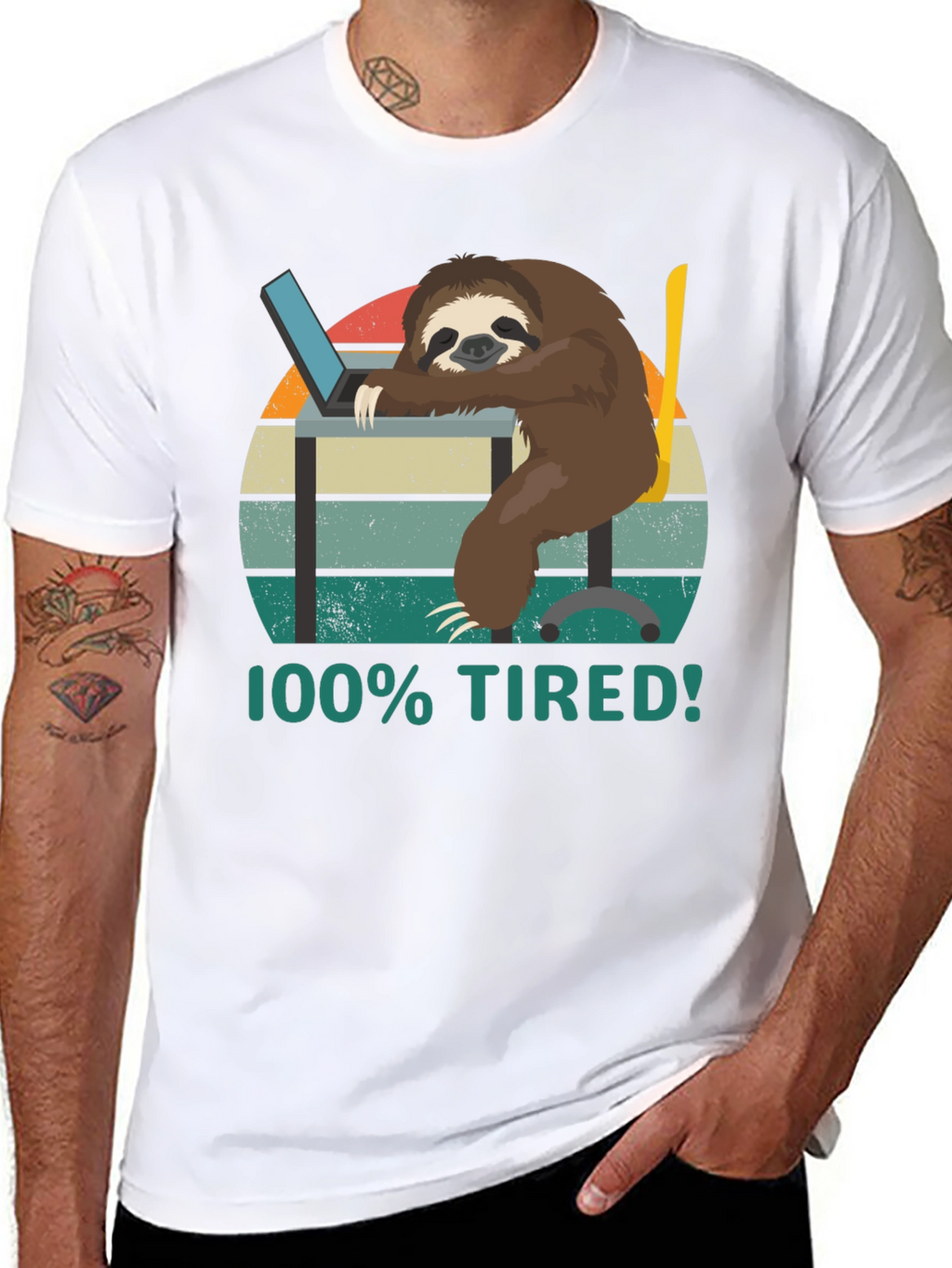 100% Tired Sloth T-Shirt - Funny & Relatable!