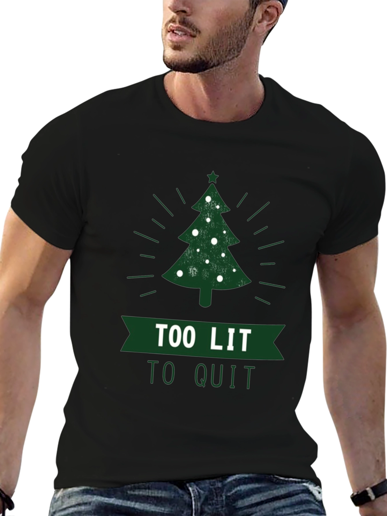Too Lit To Quit Christmas Tree T-Shirt
