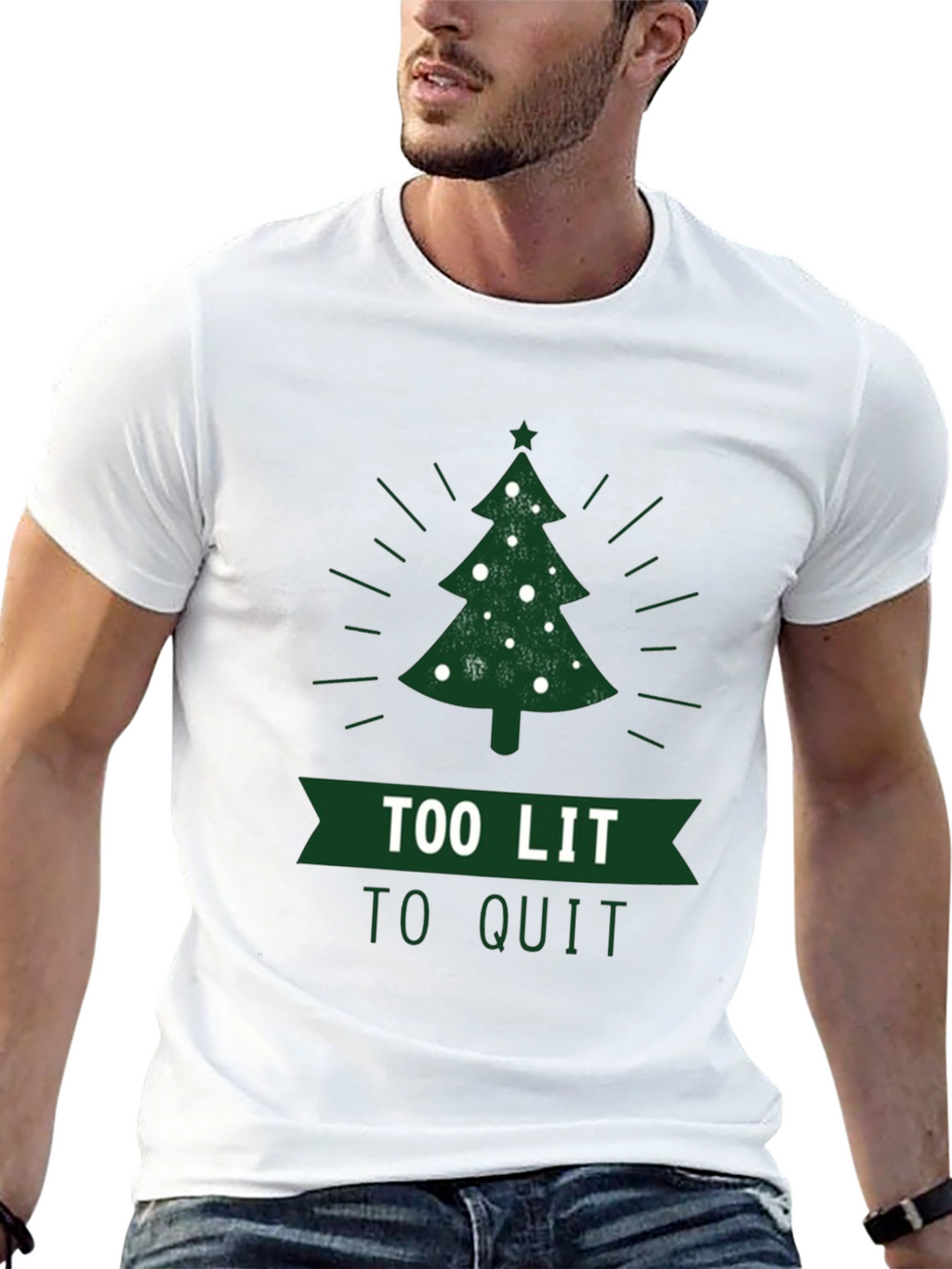 Too Lit To Quit Christmas Tree T-Shirt