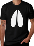 Humorous Black T-Shirt with Cartoon Hoof Print