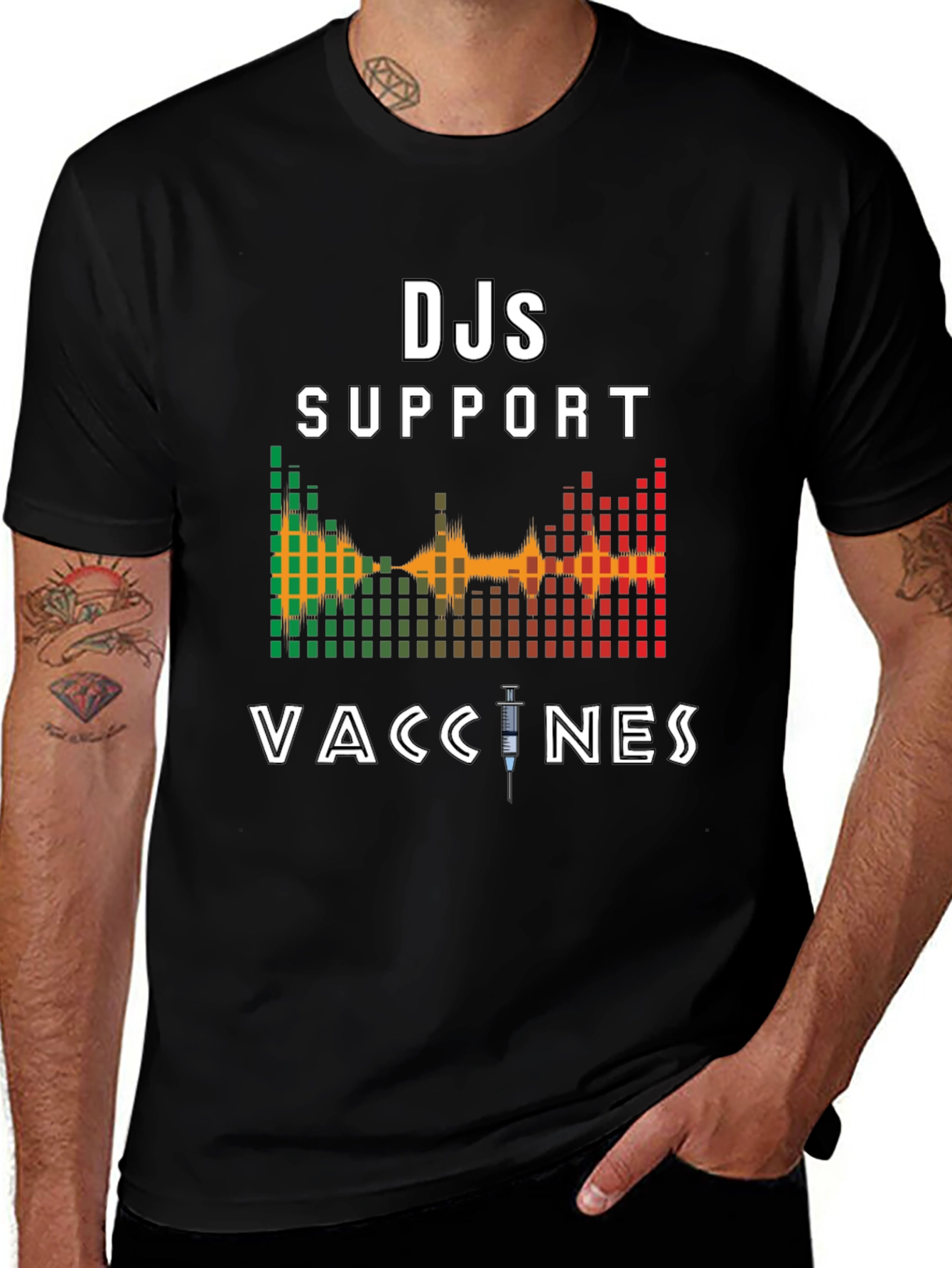 DJs Support Vaccines Graphic T-Shirt