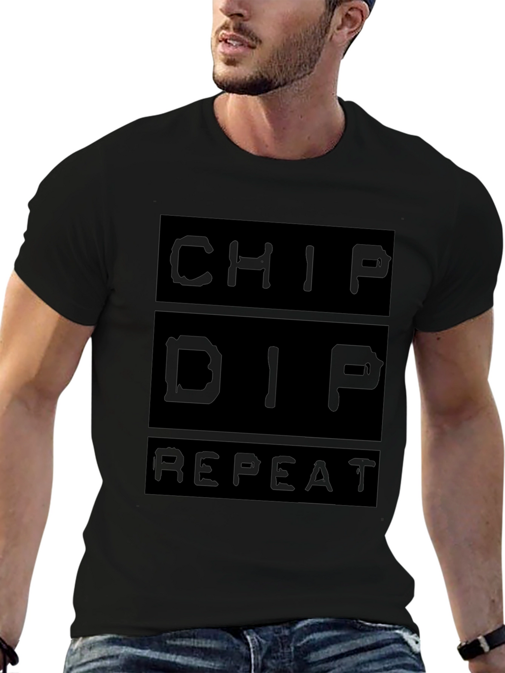 Chip Dip Repeat Graphic Tee - Black