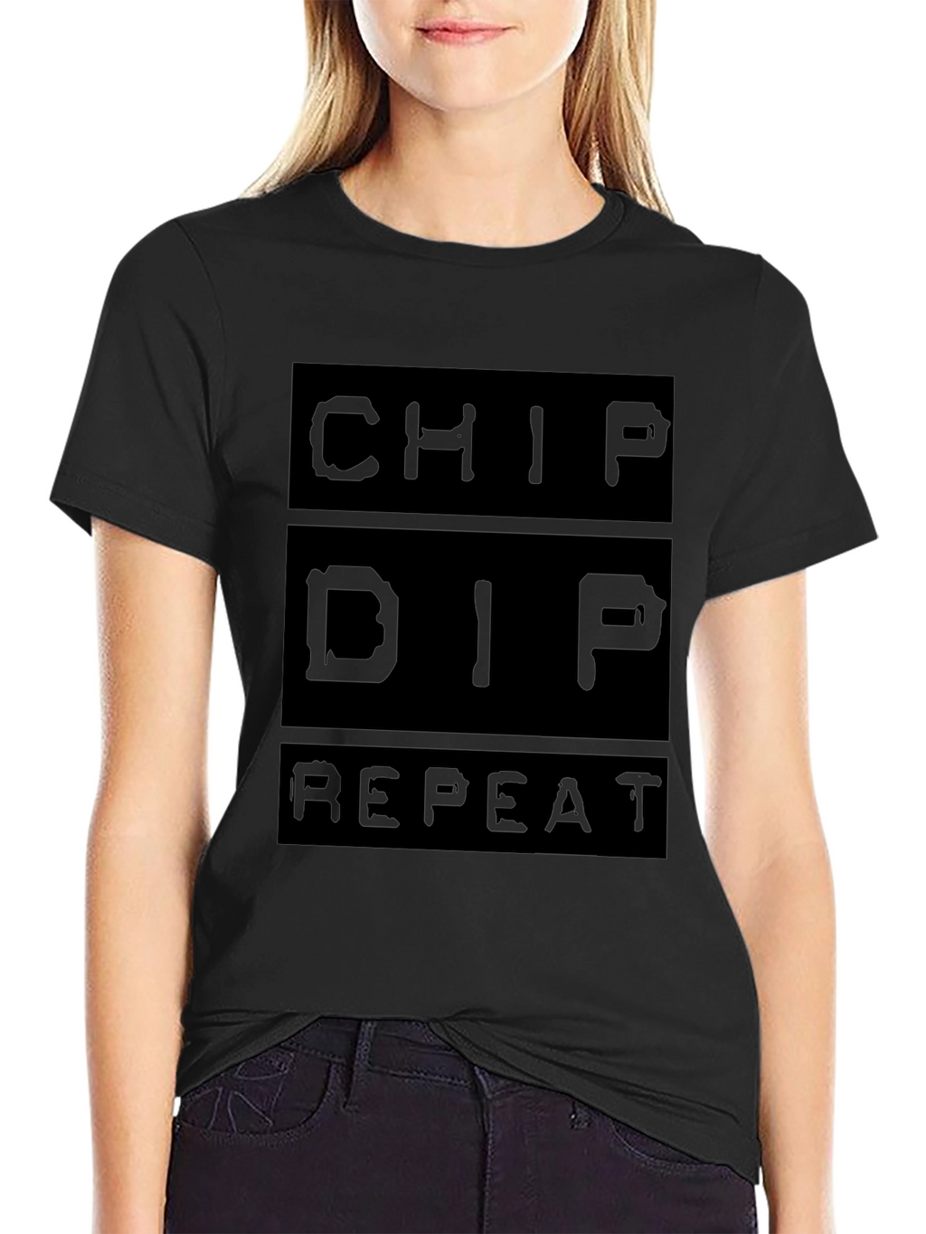Chip Dip Repeat Graphic Tee - Black