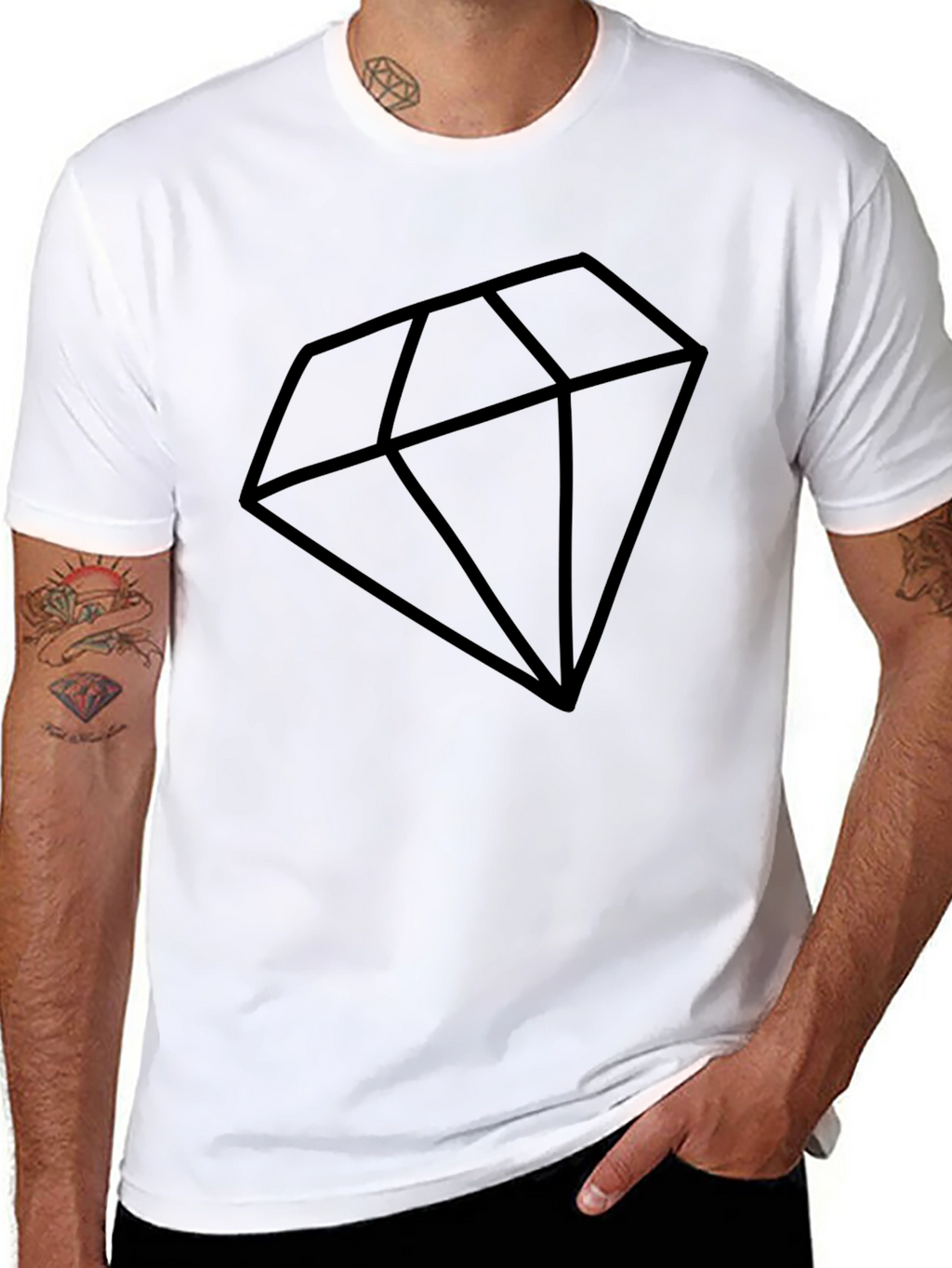 Modern Diamond Graphic Tee - Stylish Black T-Shirt