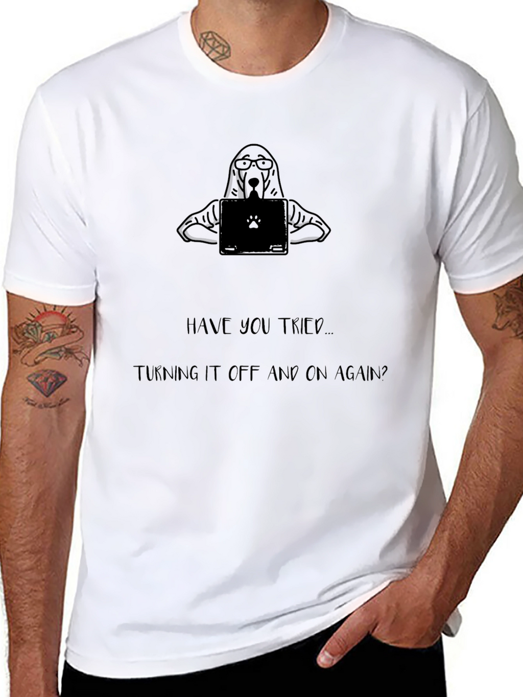 Funny Tech Support Dog Black T-Shirt