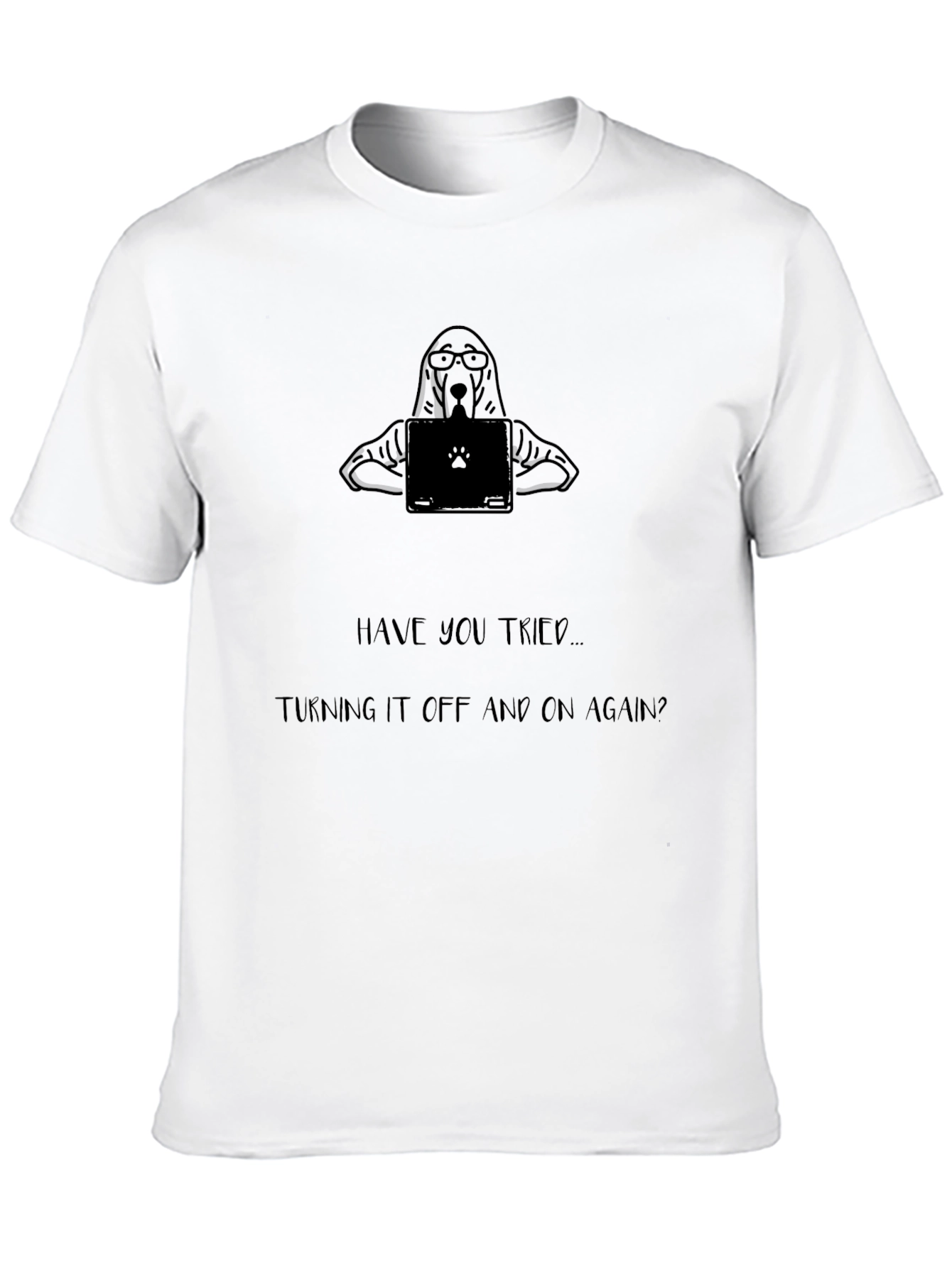 Funny Tech Support Dog Black T-Shirt