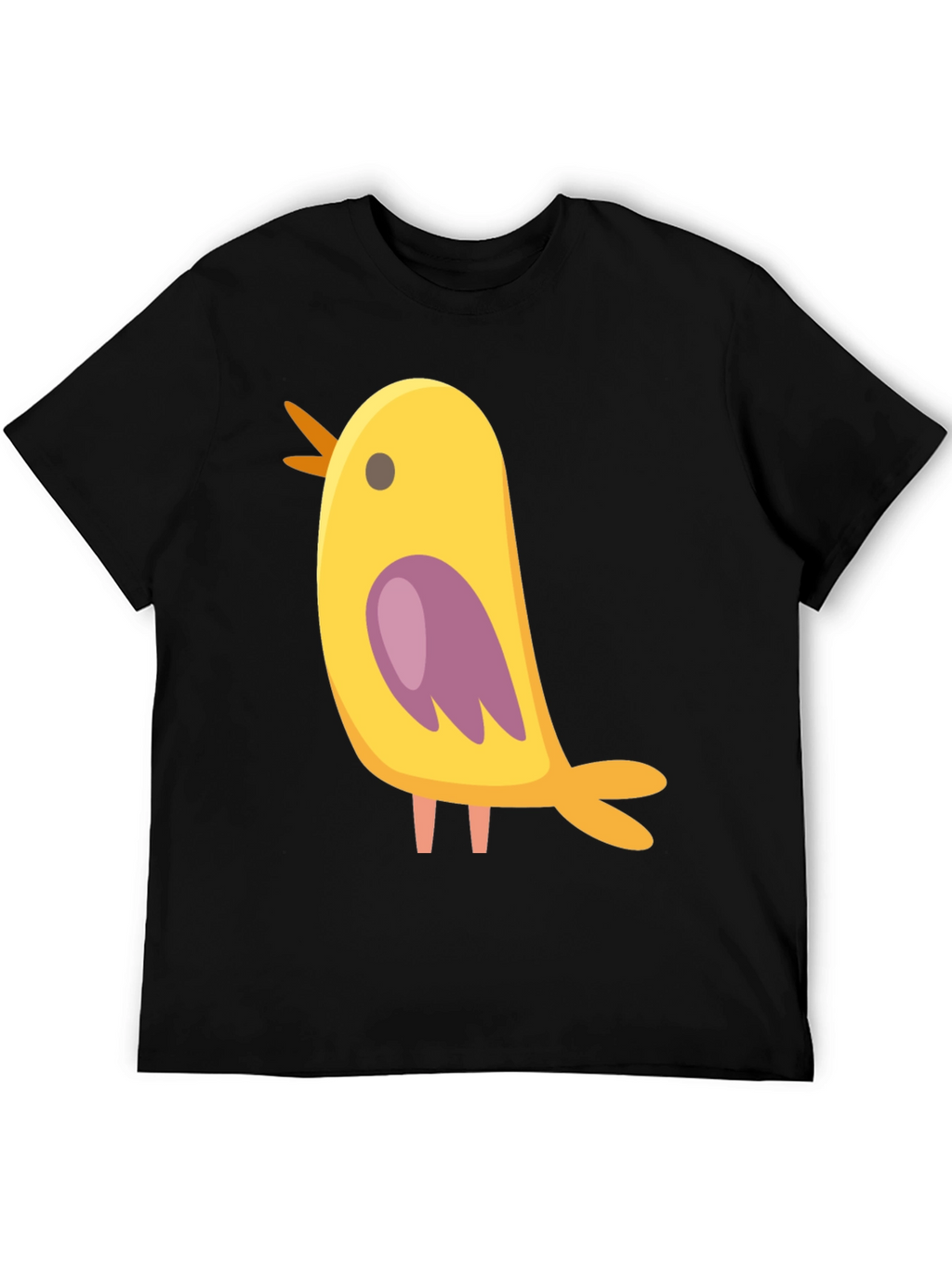 Cute Bird Graphic Tee - Black Cotton Blend