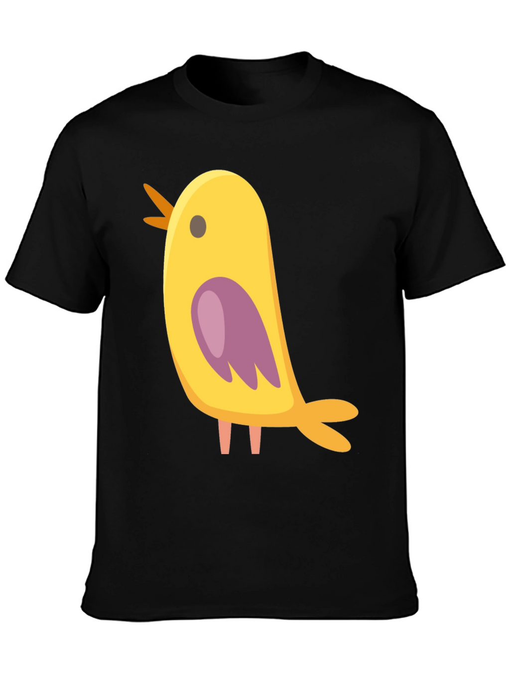 Cute Bird Graphic Tee - Black Cotton Blend