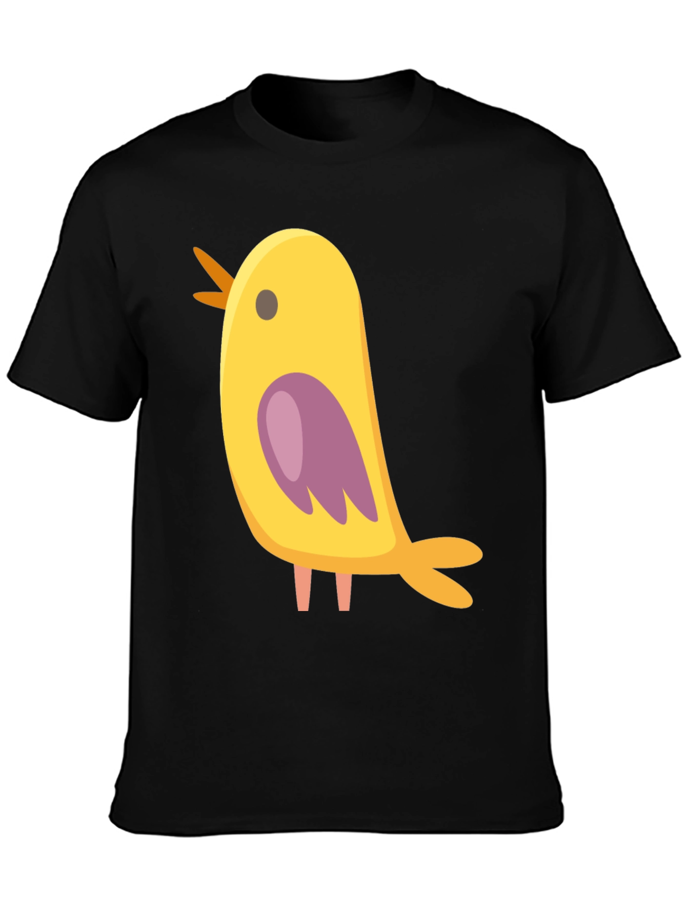 Cute Bird Graphic Tee - Black Cotton Blend