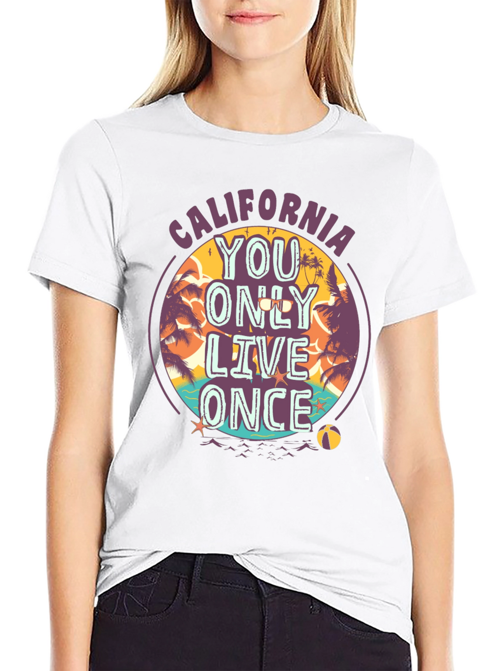 California YOLO Graphic Tee - Beach Vibes