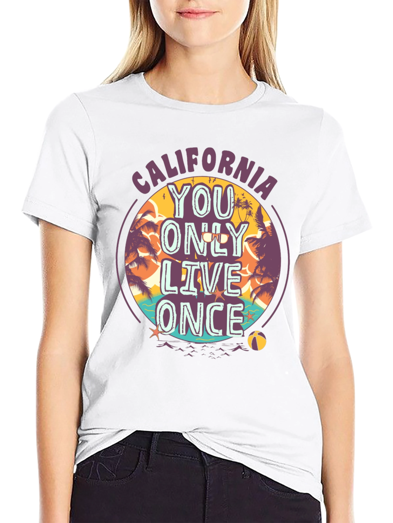 California YOLO Graphic Tee - Beach Vibes