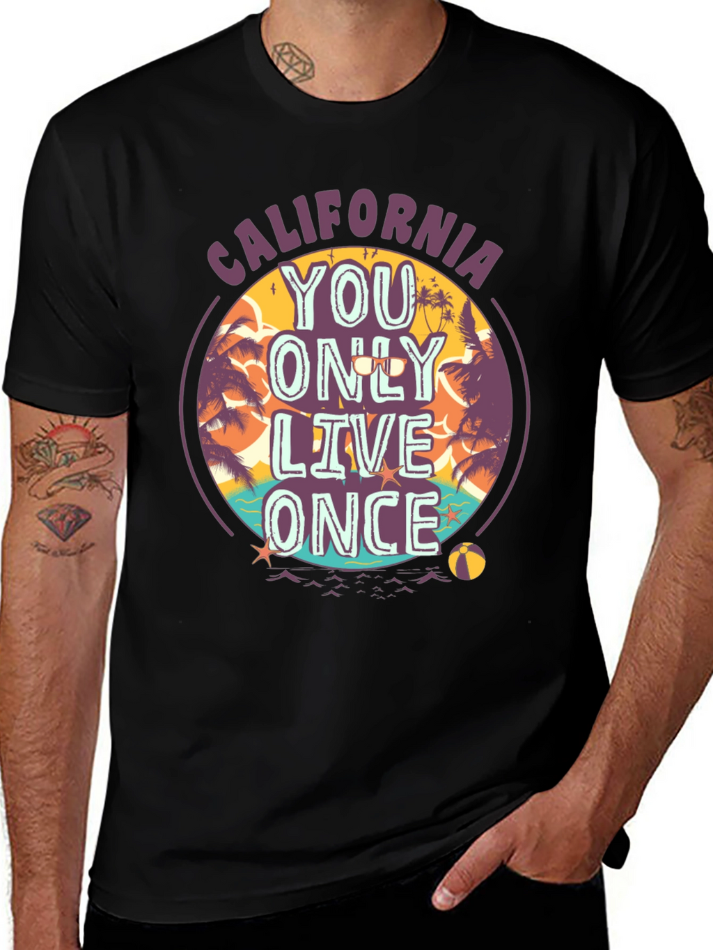 California YOLO Graphic Tee - Beach Vibes