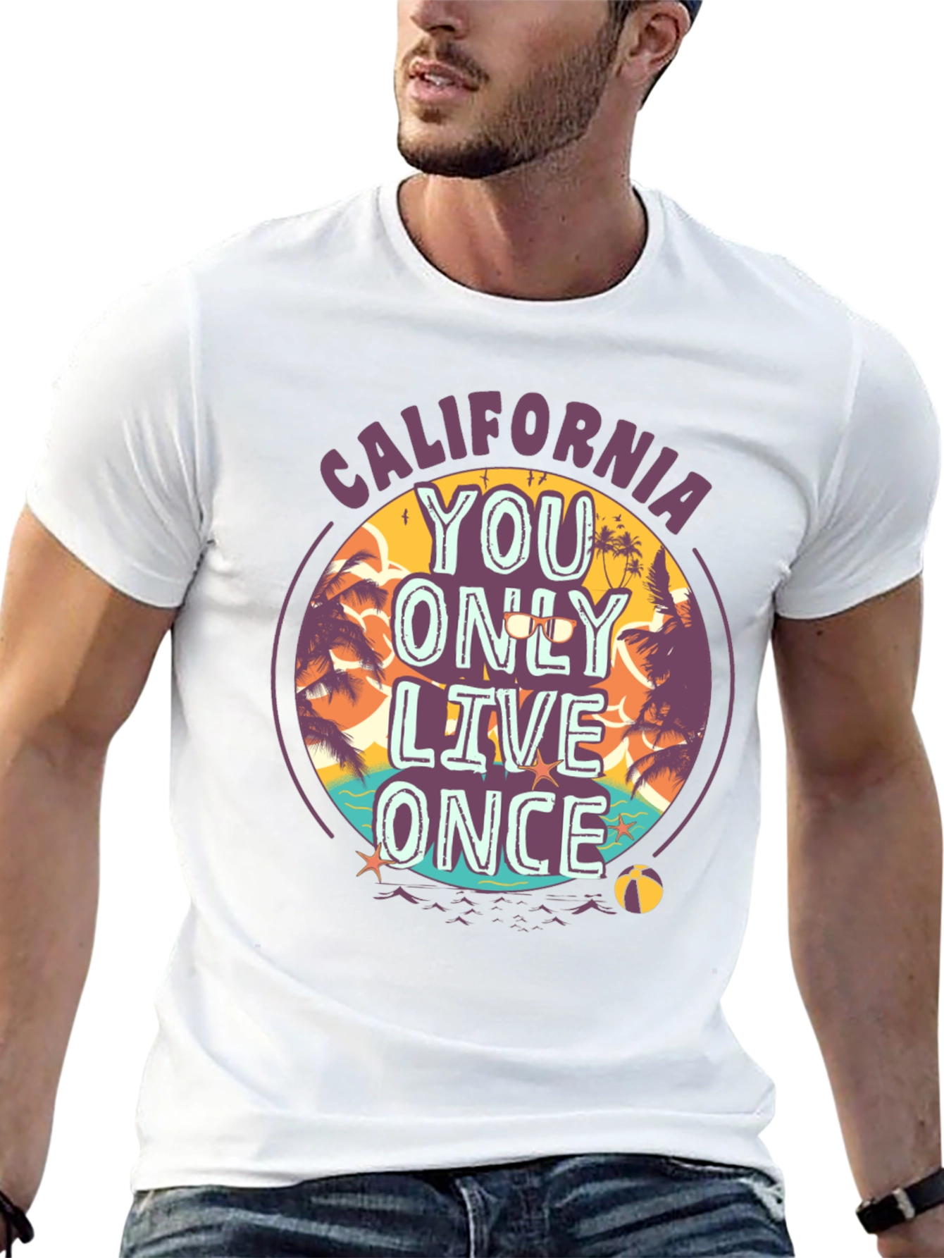 California YOLO Graphic Tee - Beach Vibes