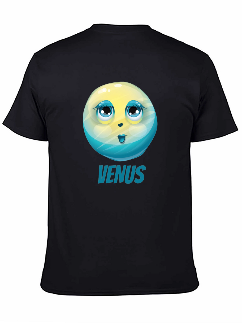 Venus Planet Cartoon Graphic Tee - Black Unisex T-Shirt
