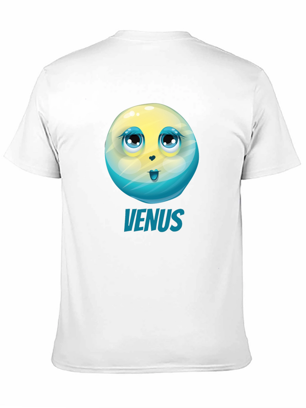 Venus Planet Cartoon Graphic Tee - Black Unisex T-Shirt