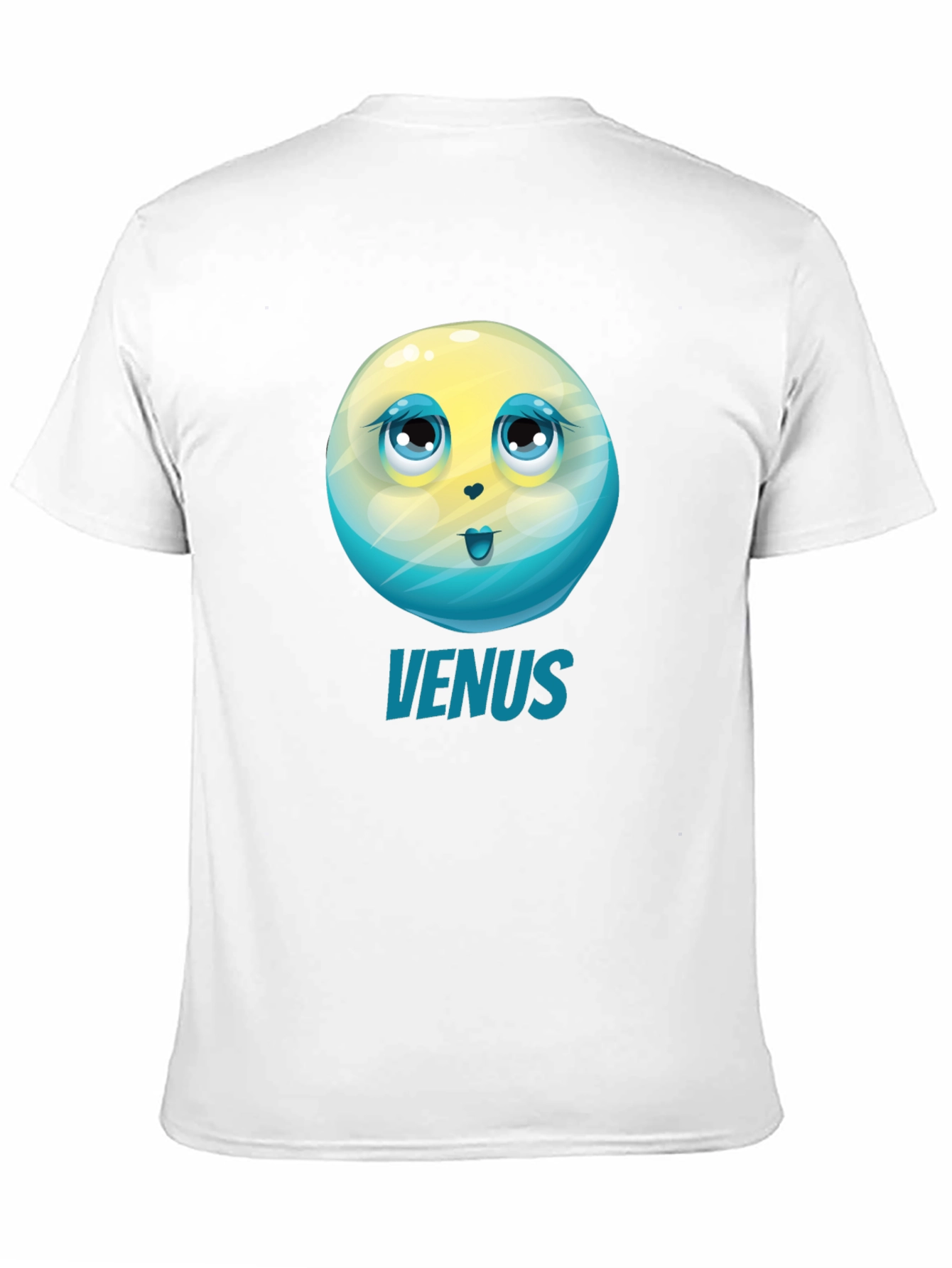 Venus Planet Cartoon Graphic Tee - Black Unisex T-Shirt