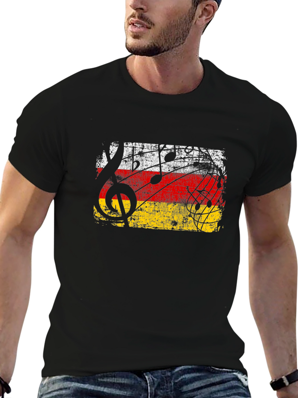 Musical Germany Flag T-Shirt - Black