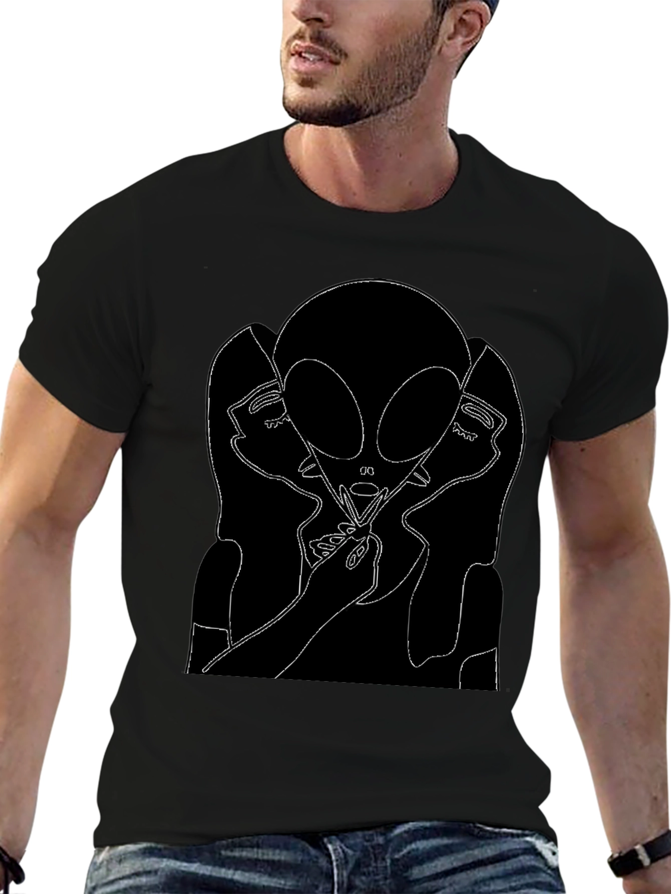 Alien Portrait Graphic Tee - Black