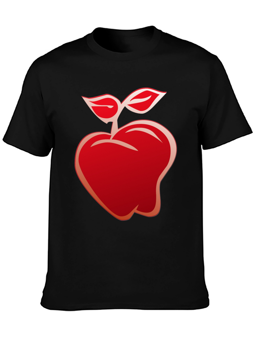 Red Apple Graphic Black T-Shirt