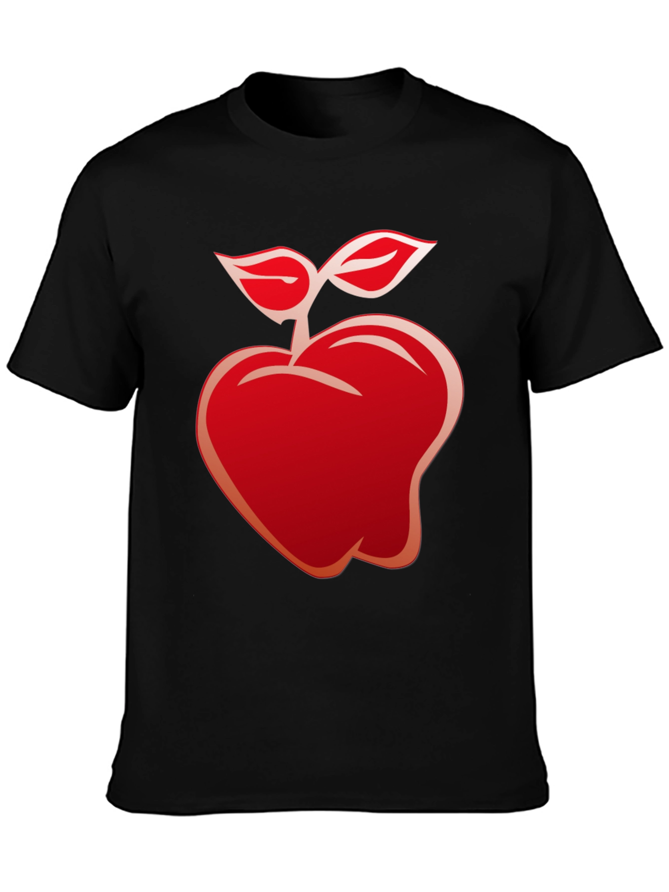 Red Apple Graphic Black T-Shirt