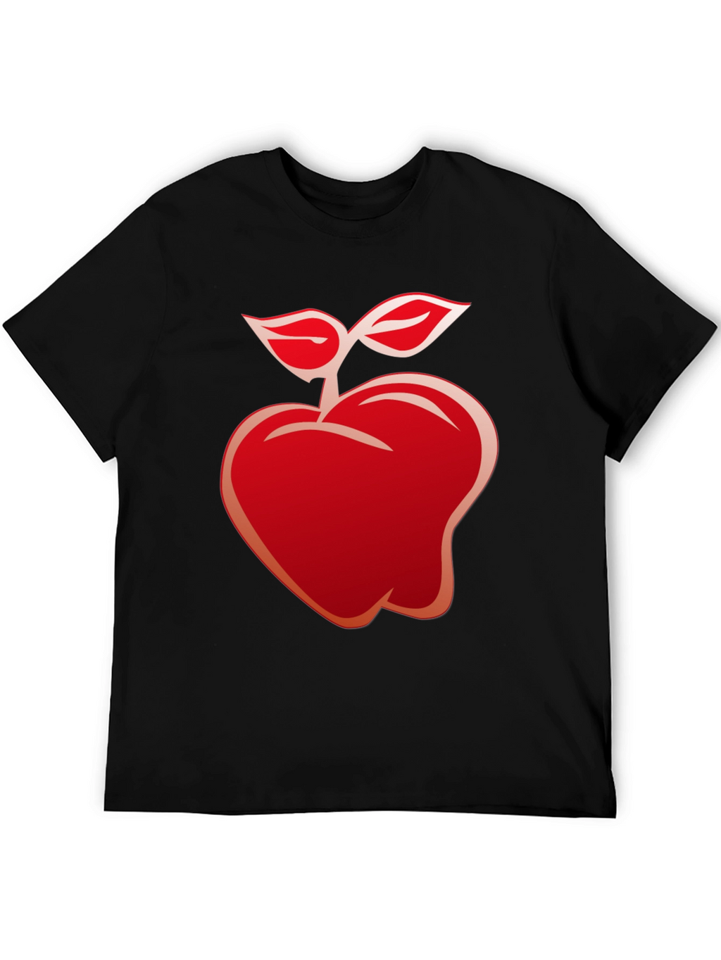 Red Apple Graphic Black T-Shirt