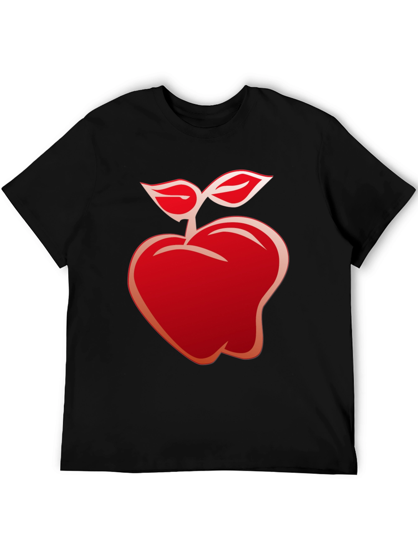 Red Apple Graphic Black T-Shirt