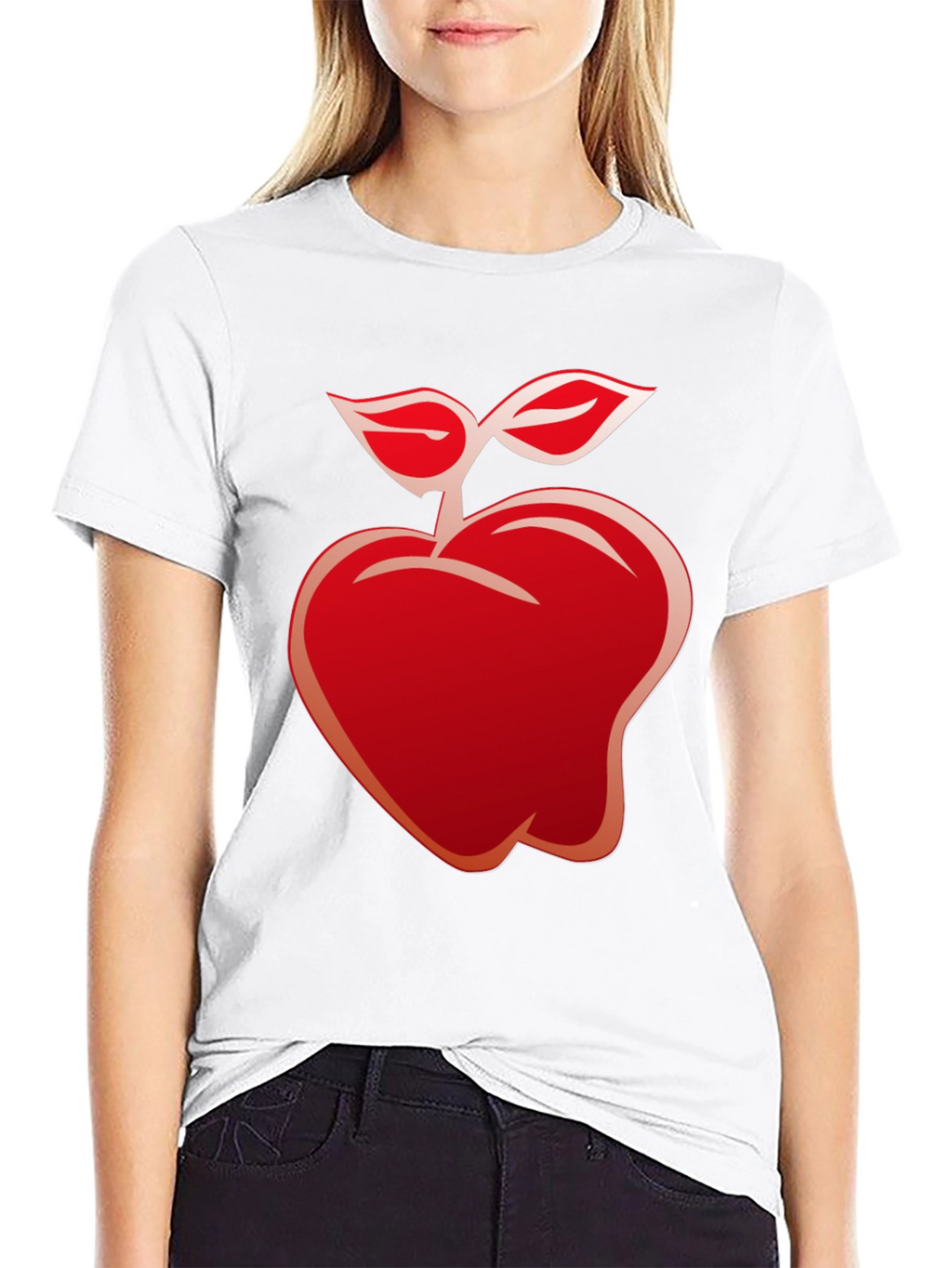Red Apple Graphic Black T-Shirt