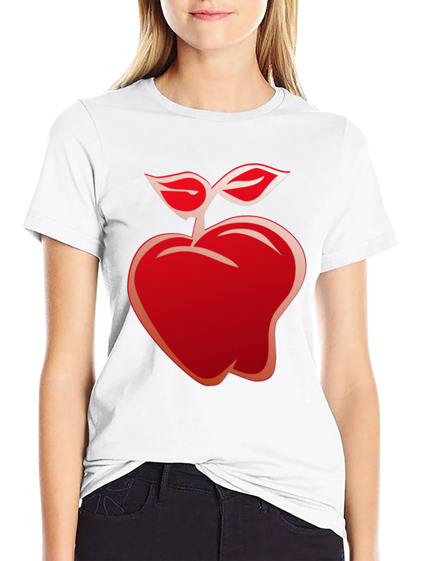 Red Apple Graphic Black T-Shirt