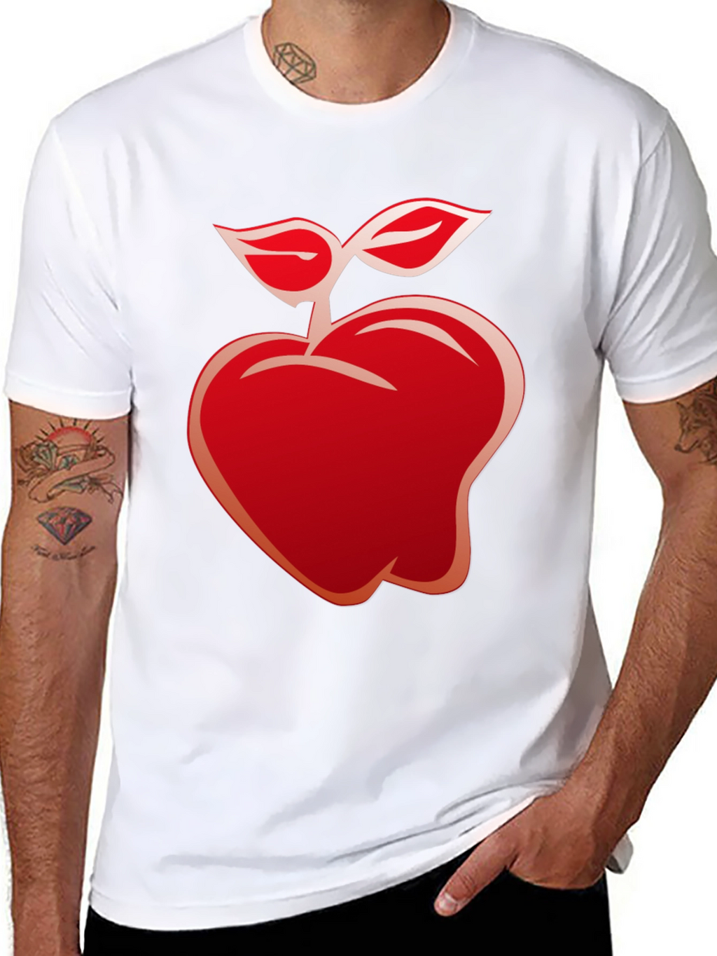 Red Apple Graphic Black T-Shirt