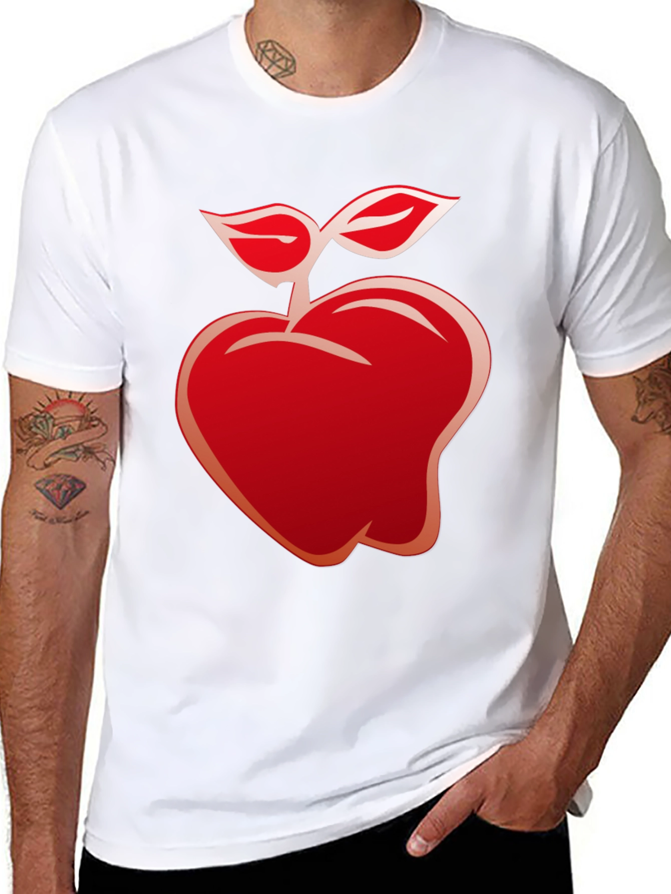 Red Apple Graphic Black T-Shirt