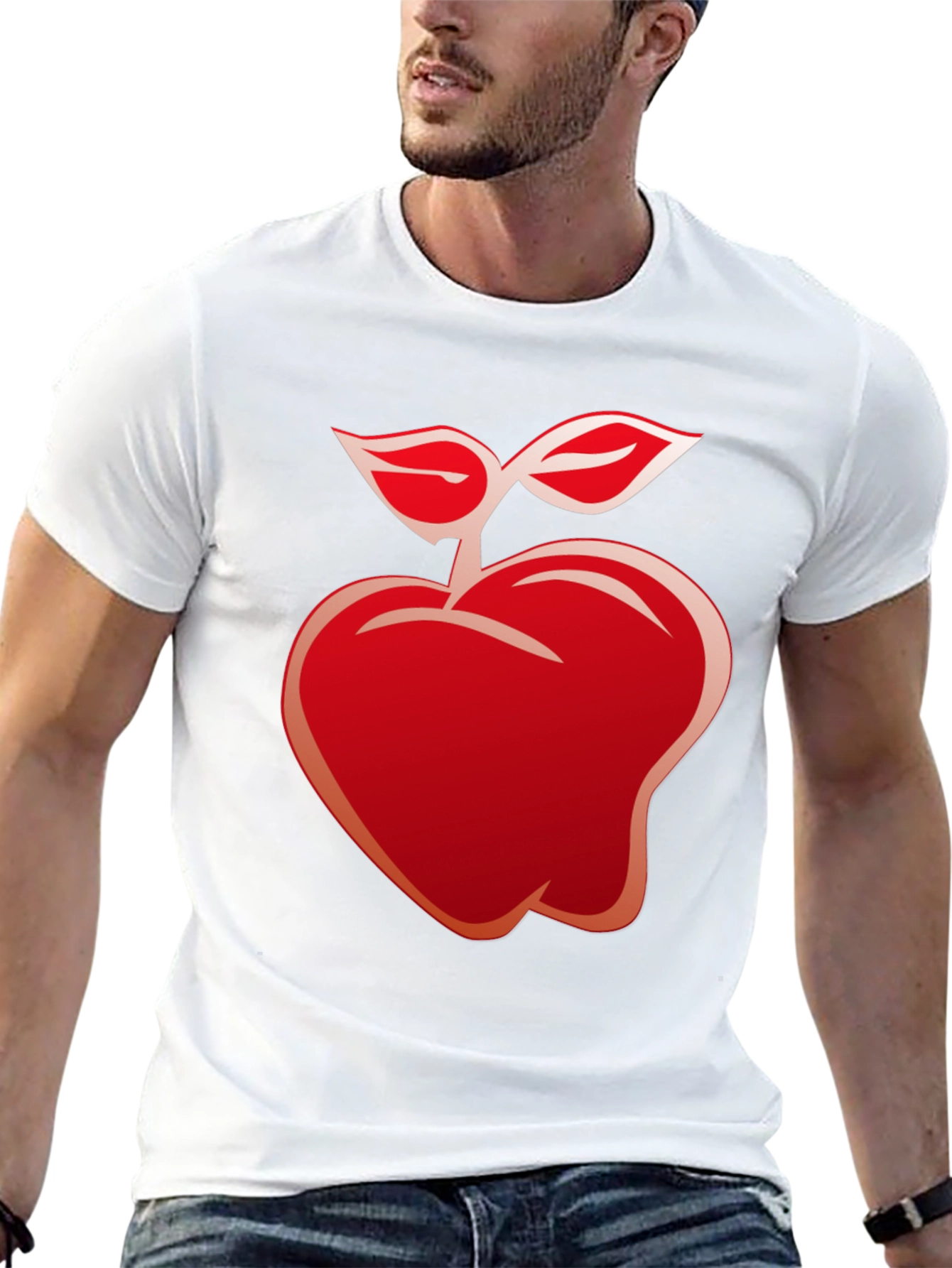 Red Apple Graphic Black T-Shirt