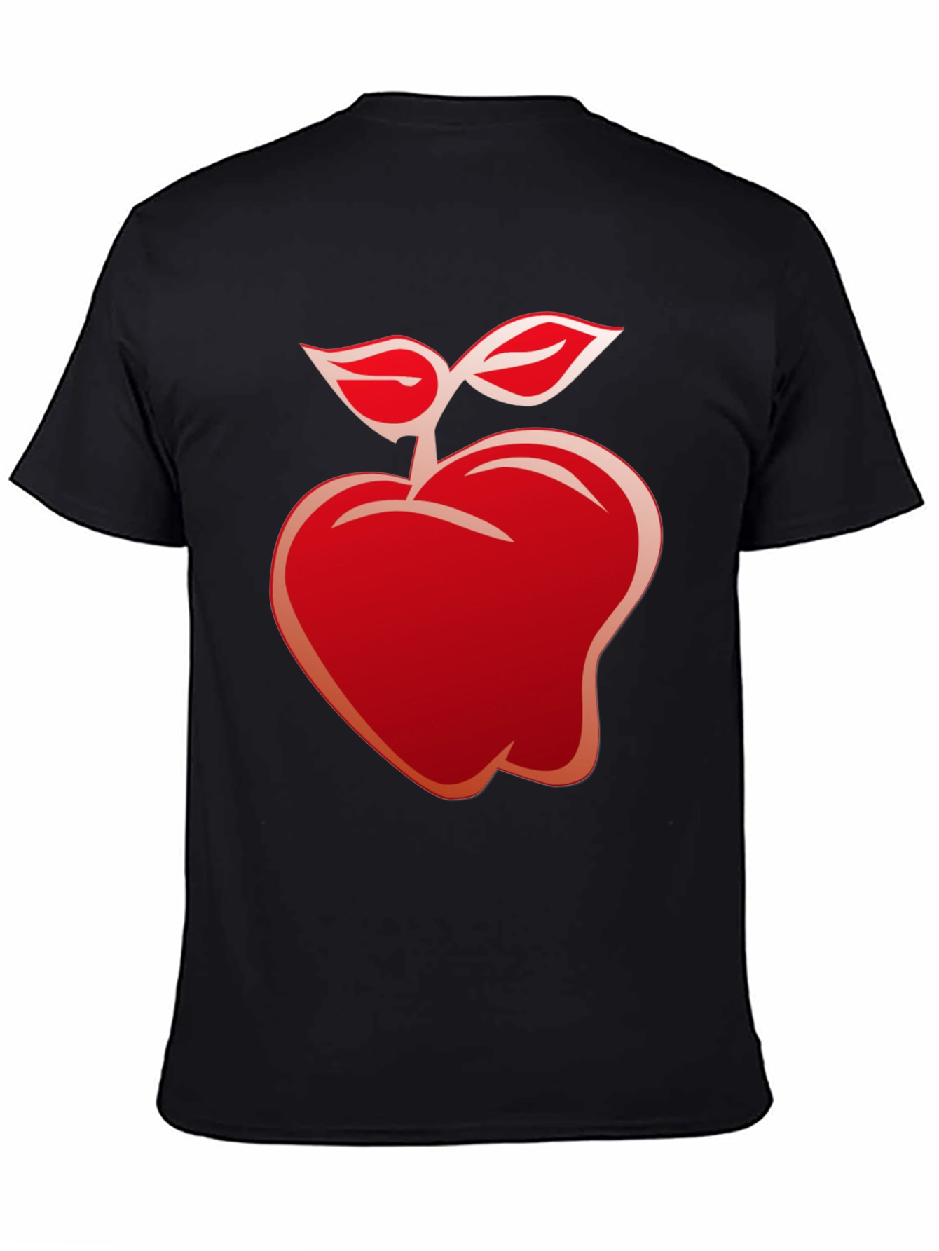 Red Apple Graphic Black T-Shirt