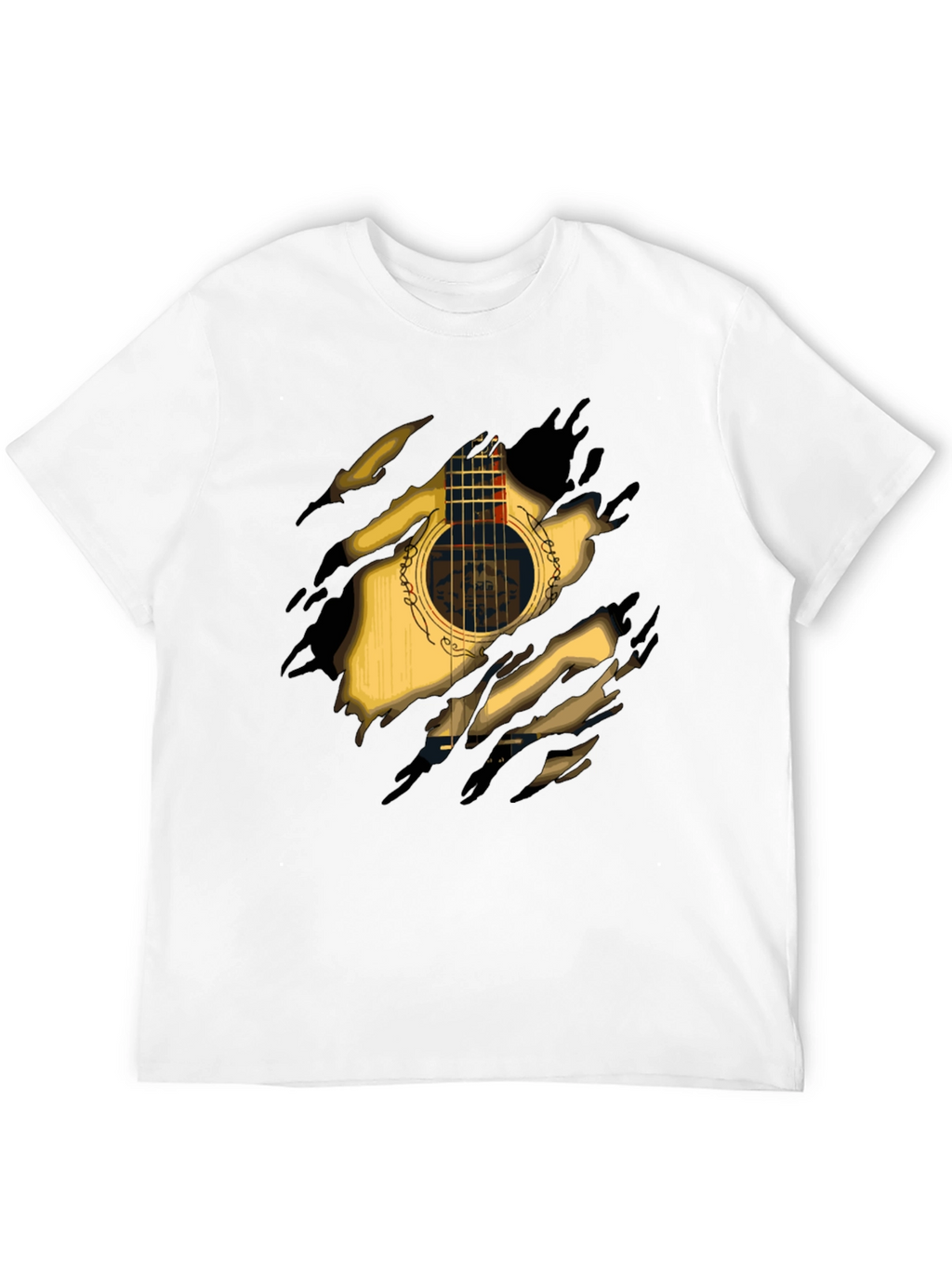 Guitar Ripped T-Shirt Cool Music Tee