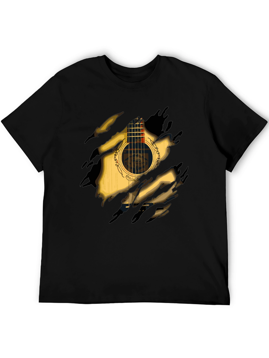 Guitar Ripped T-Shirt Cool Music Tee