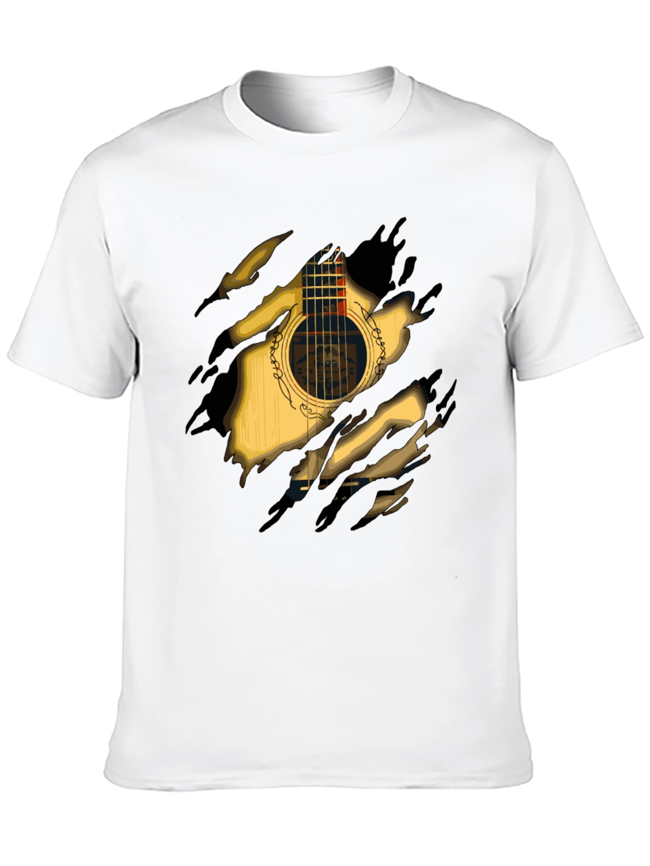Guitar Ripped T-Shirt Cool Music Tee