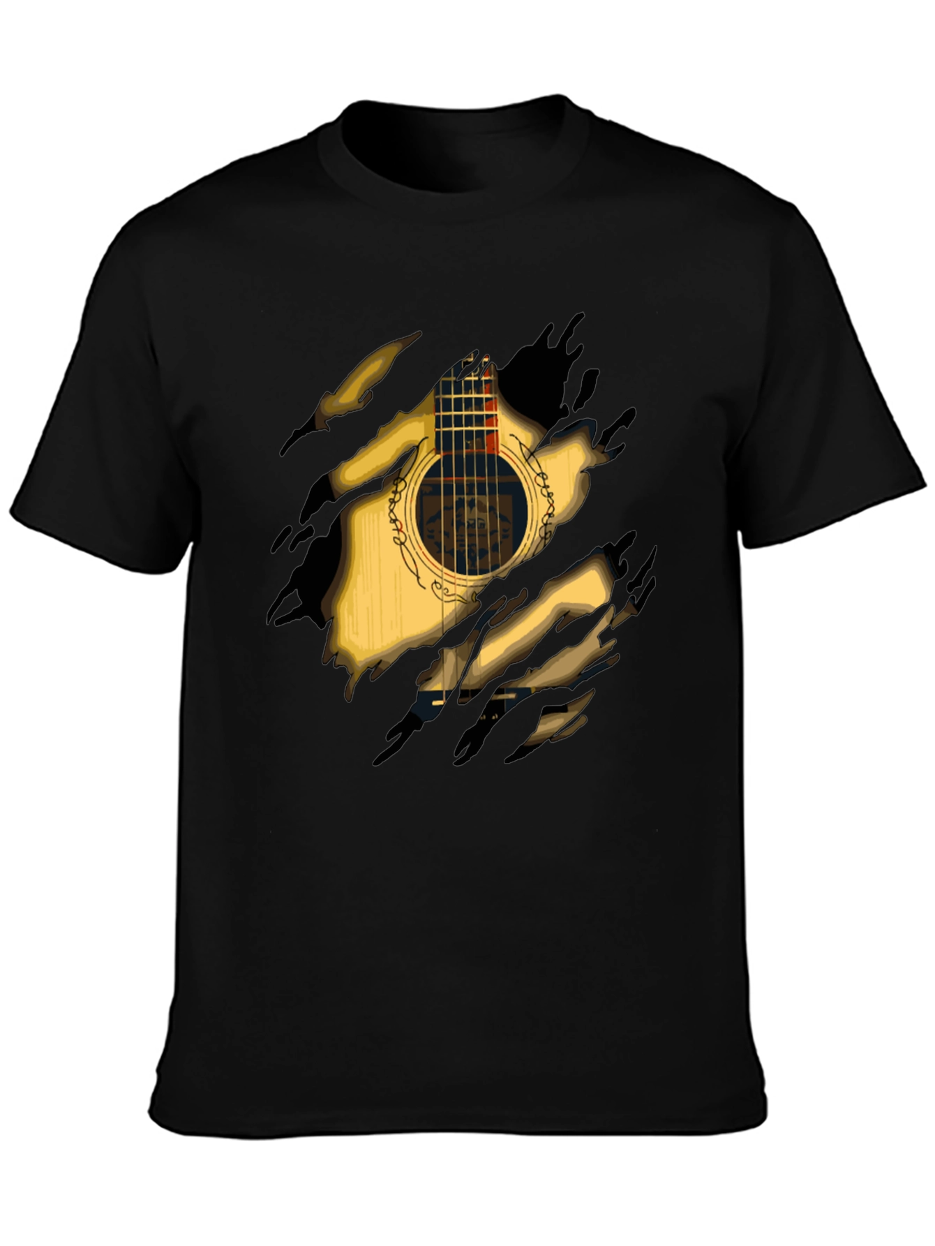 Guitar Ripped T-Shirt Cool Music Tee