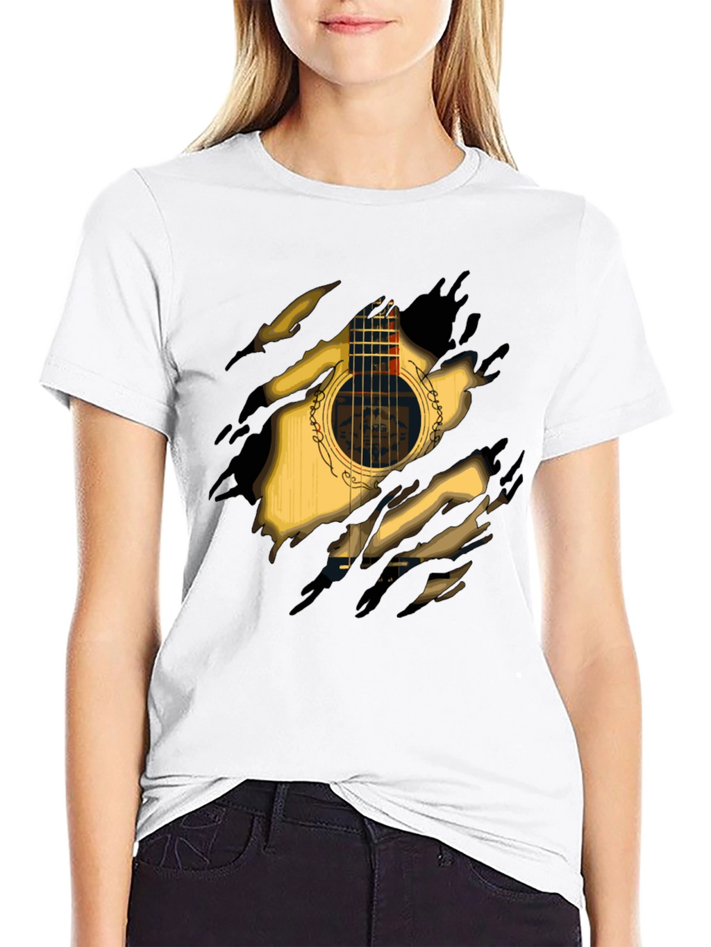 Guitar Ripped T-Shirt Cool Music Tee