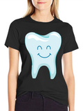 Happy Tooth Graphic Tee - Black Cotton Blend Shirt
