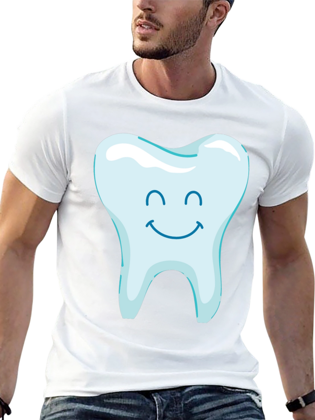 Happy Tooth Graphic Tee - Black Cotton Blend Shirt