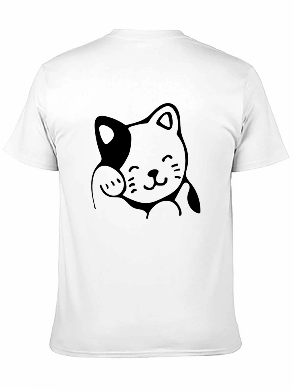 Lucky Cat Graphic Tee - Unisex Black Cotton T-Shirt