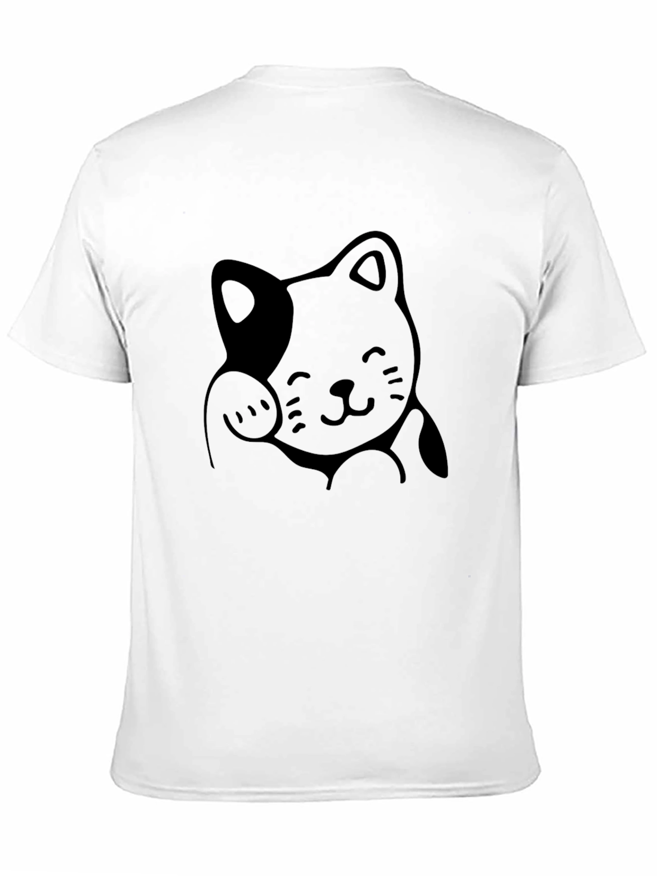 Lucky Cat Graphic Tee - Unisex Black Cotton T-Shirt