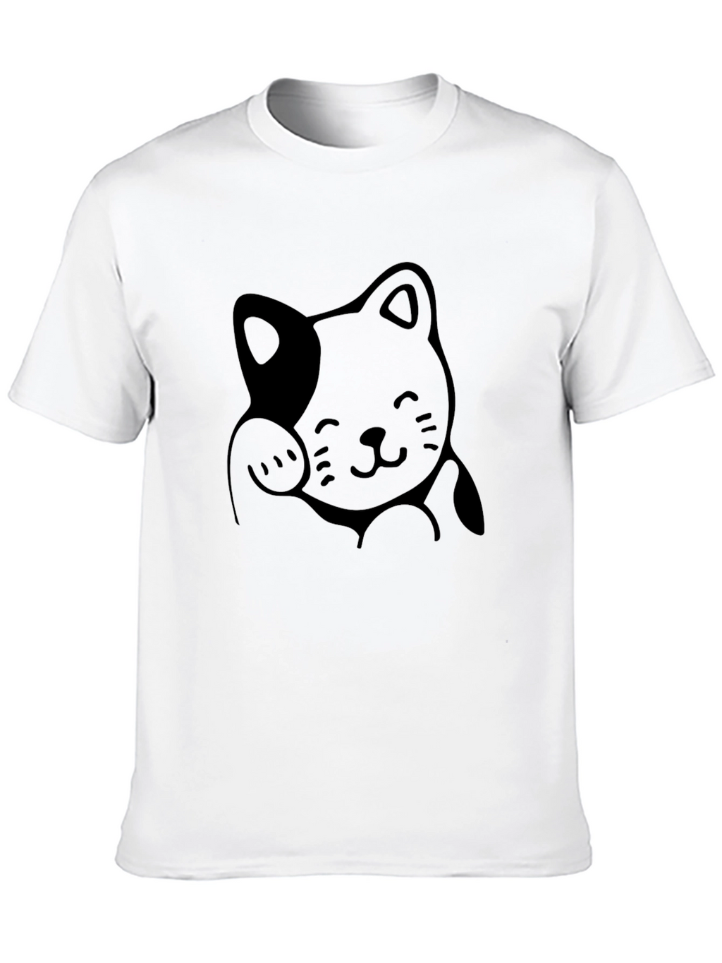Lucky Cat Graphic Tee - Unisex Black Cotton T-Shirt