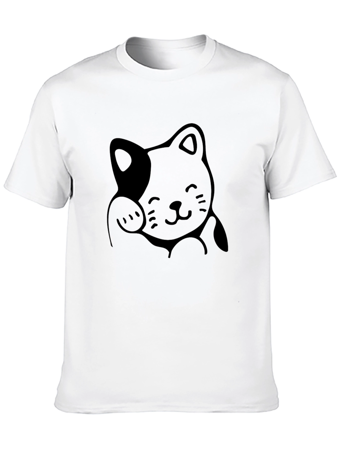 Lucky Cat Graphic Tee - Unisex Black Cotton T-Shirt